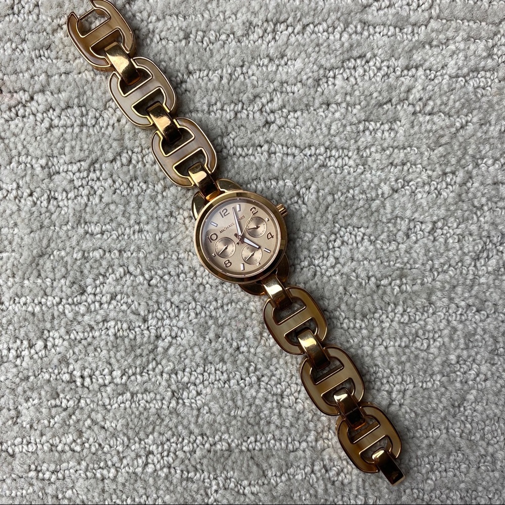 MICHAEL KORS ROSE GOLD TORTOISE SHELL WATCH